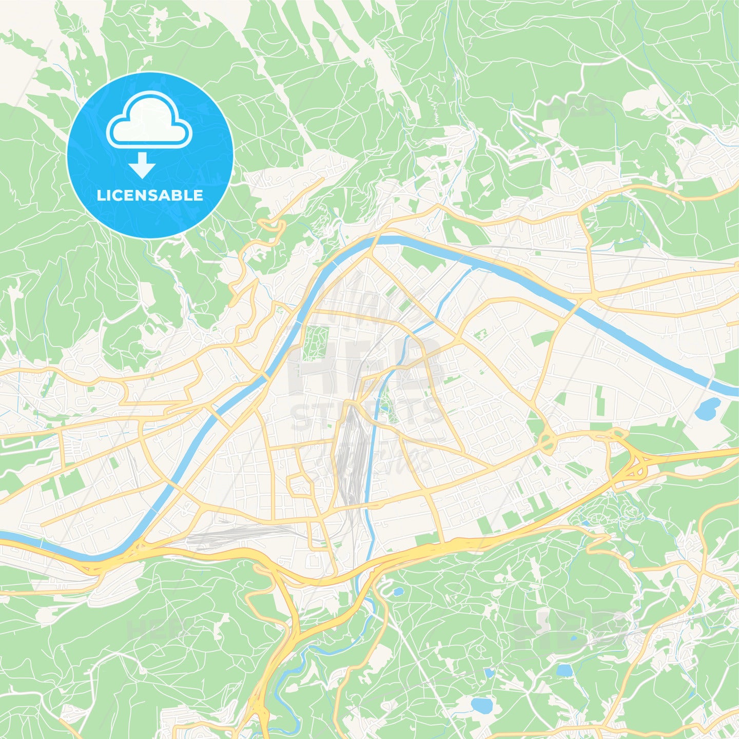 Innsbruck, Austria Vector Map - Classic Colors
