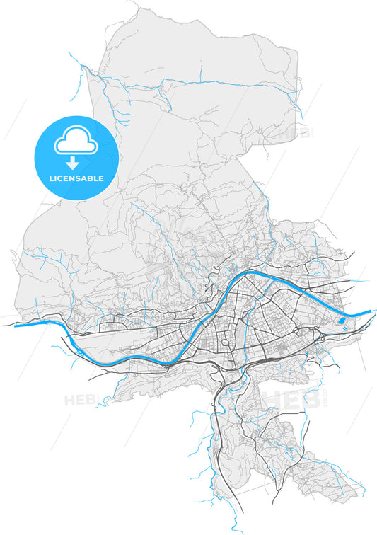 Innsbruck, Tyrol, Austria, high quality vector map