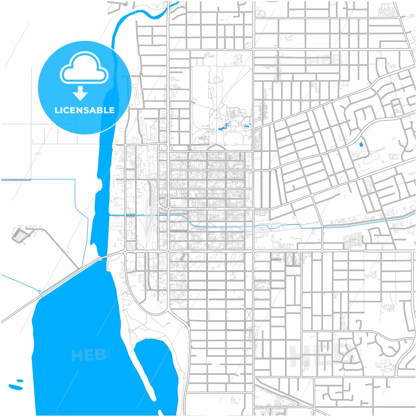 Invercargill, New Zealand, city map with high quality roads.