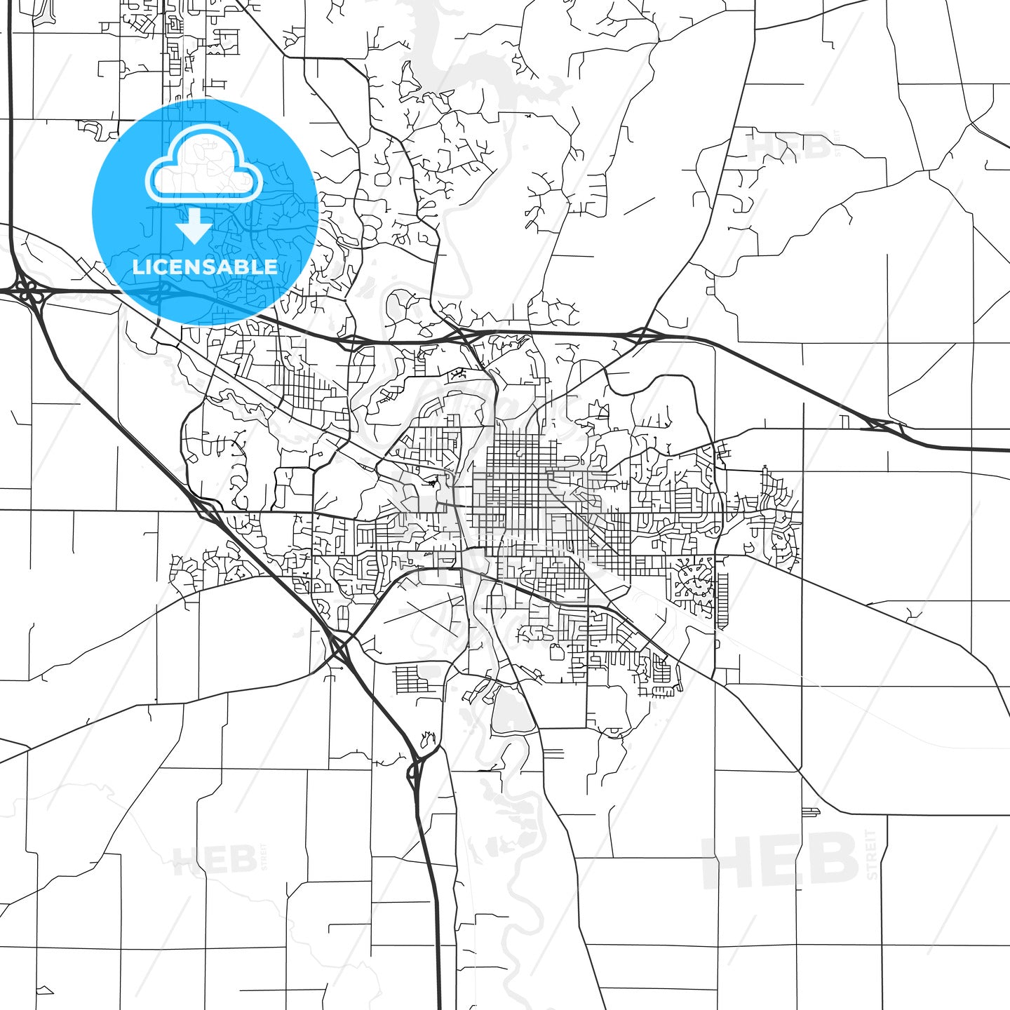 Iowa City, Iowa - Area Map - Light