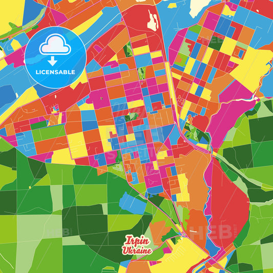 Irpin, Ukraine Crazy Colorful Street Map Poster Template - HEBSTREITS Sketches