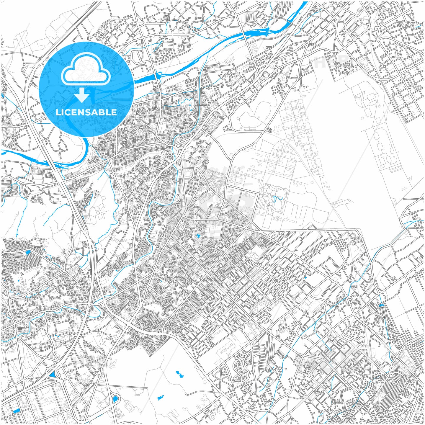 Iruma, Saitama, Japan, city map with high quality roads.