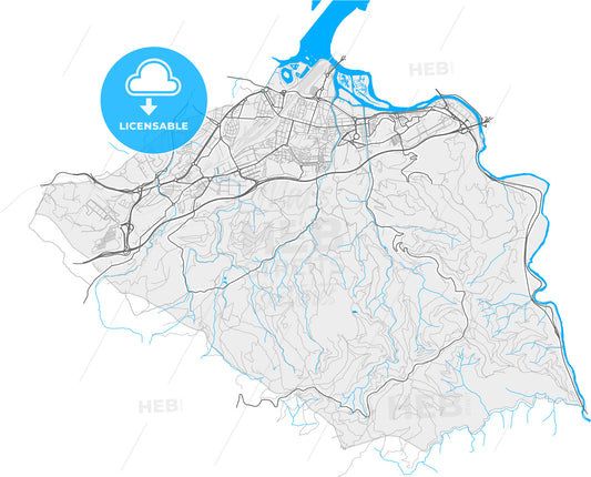 Irun, Gipuzkoa, Spain, high quality vector map