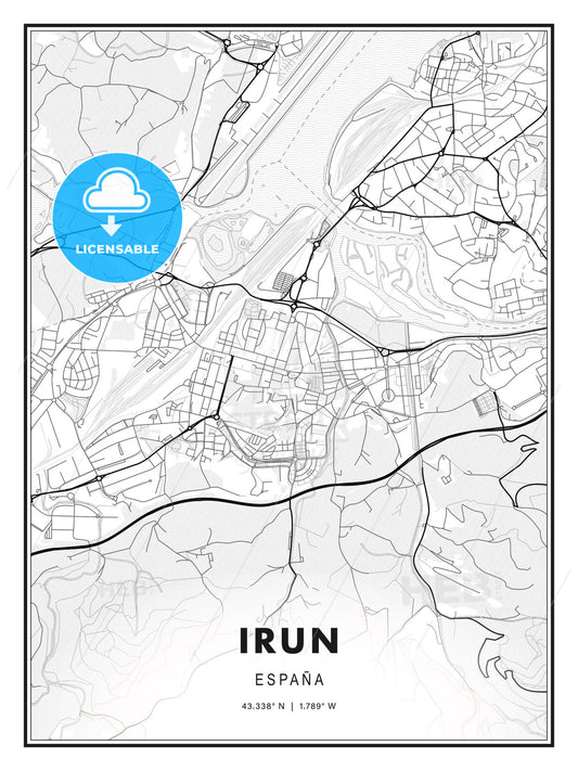 Irun, Spain, Modern Print Template in Various Formats - HEBSTREITS Sketches