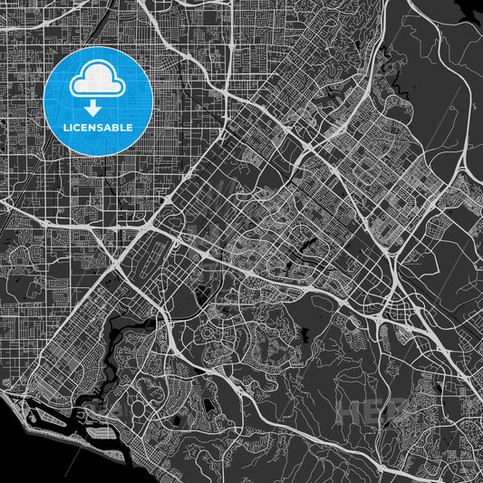 Irvine, California - Area Map - Dark