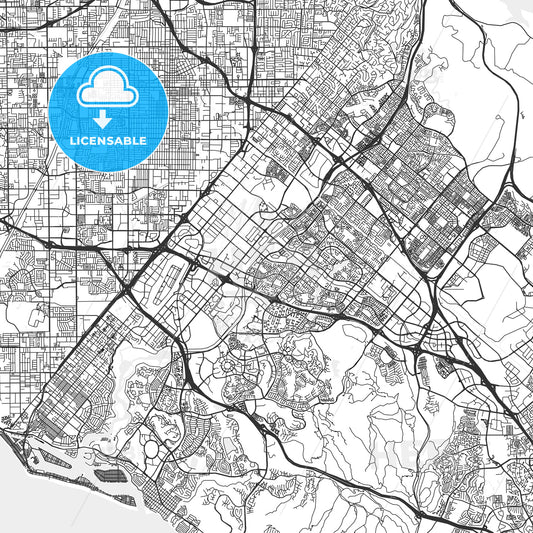 Irvine, California - Area Map - Light