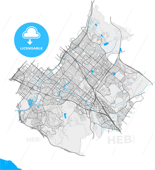 Irvine, California, United States, high quality vector map