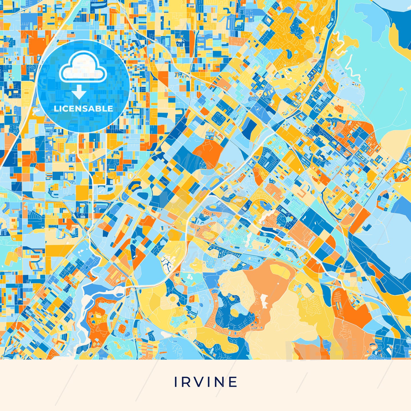 Irvine colorful map poster template