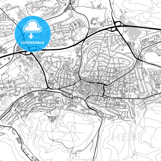 Iserlohn, Germany, vector map with buildings