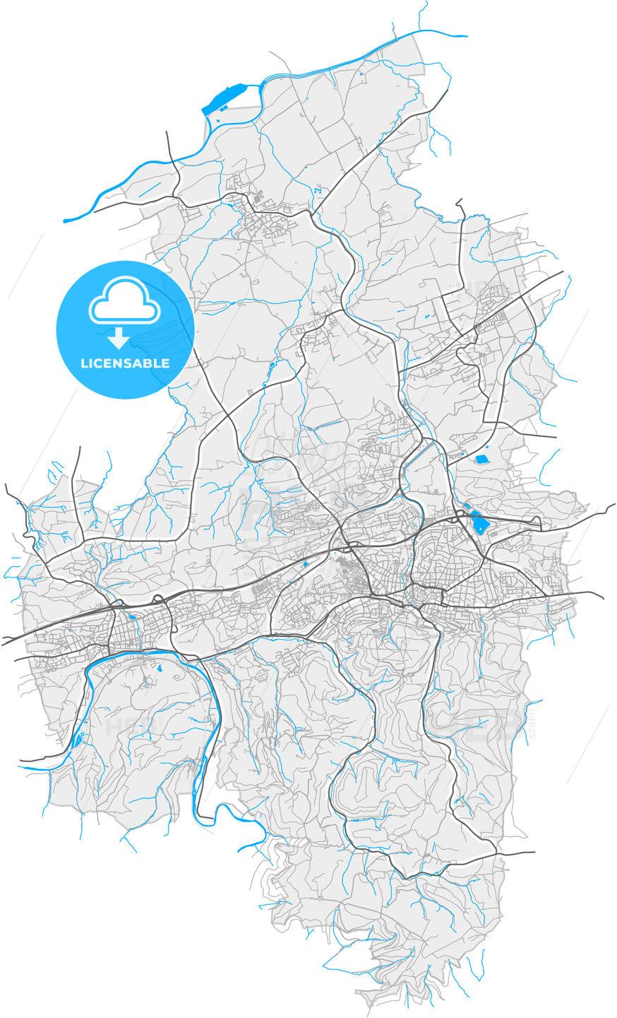 Iserlohn, North Rhine-Westphalia, Germany, high quality vector map