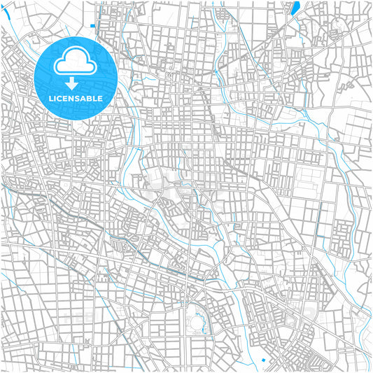 Isesaki, Gunma, Japan, city map with high quality roads.