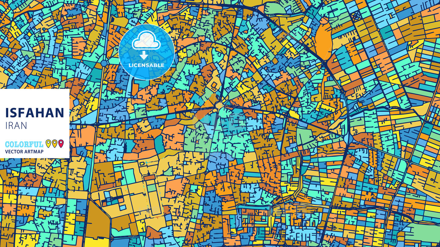Isfahan, Iran, Colorful Vector Artmap