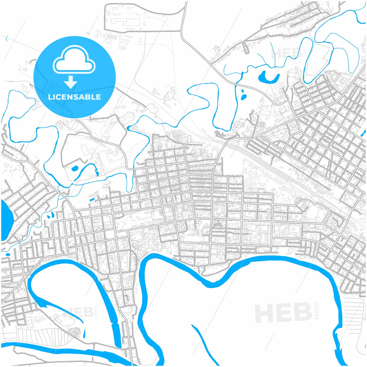 Ishim, Tyumen Oblast, Russia, city map with high quality roads.