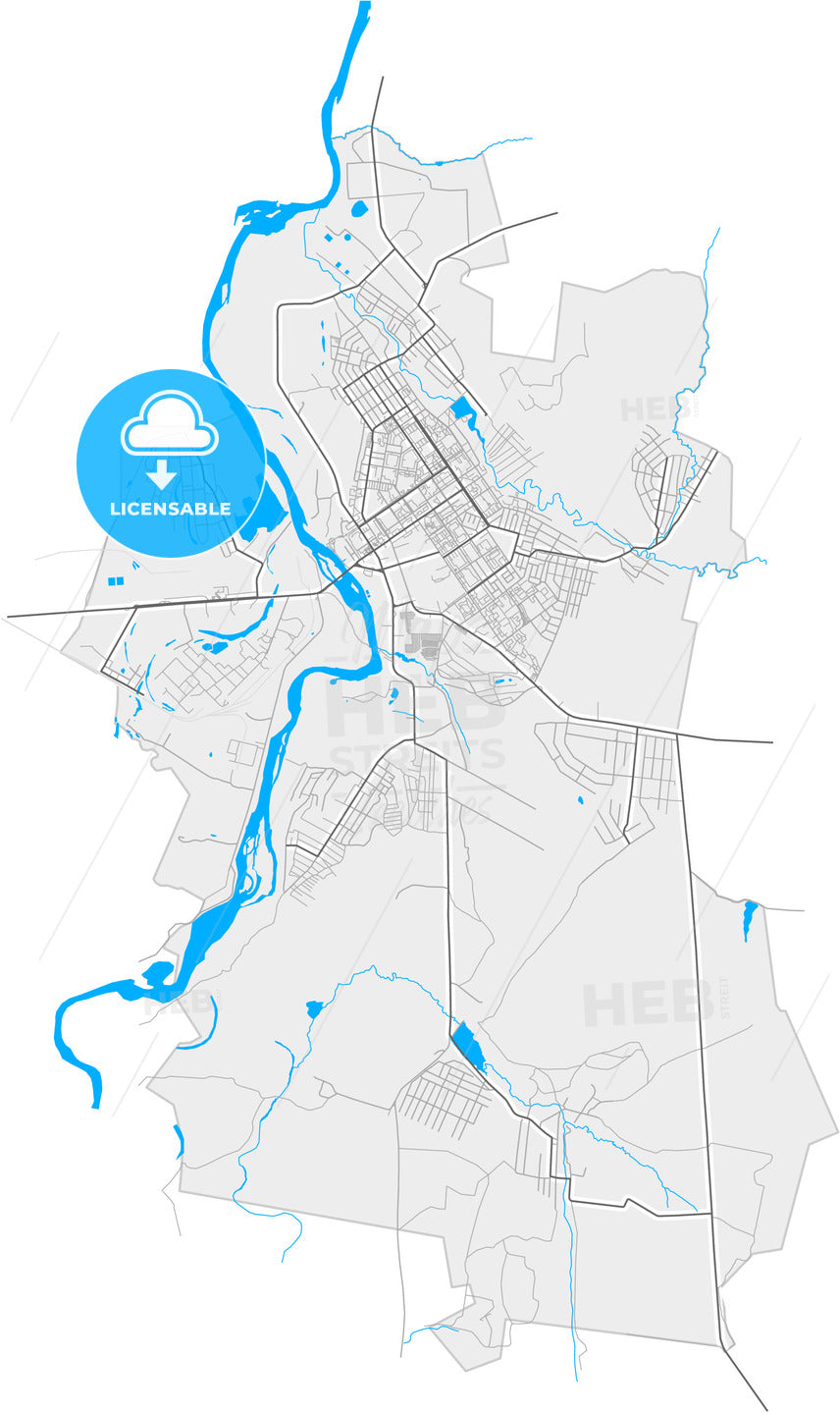 Ishimbay, Republic of Bashkortostan, Russia, high quality vector map