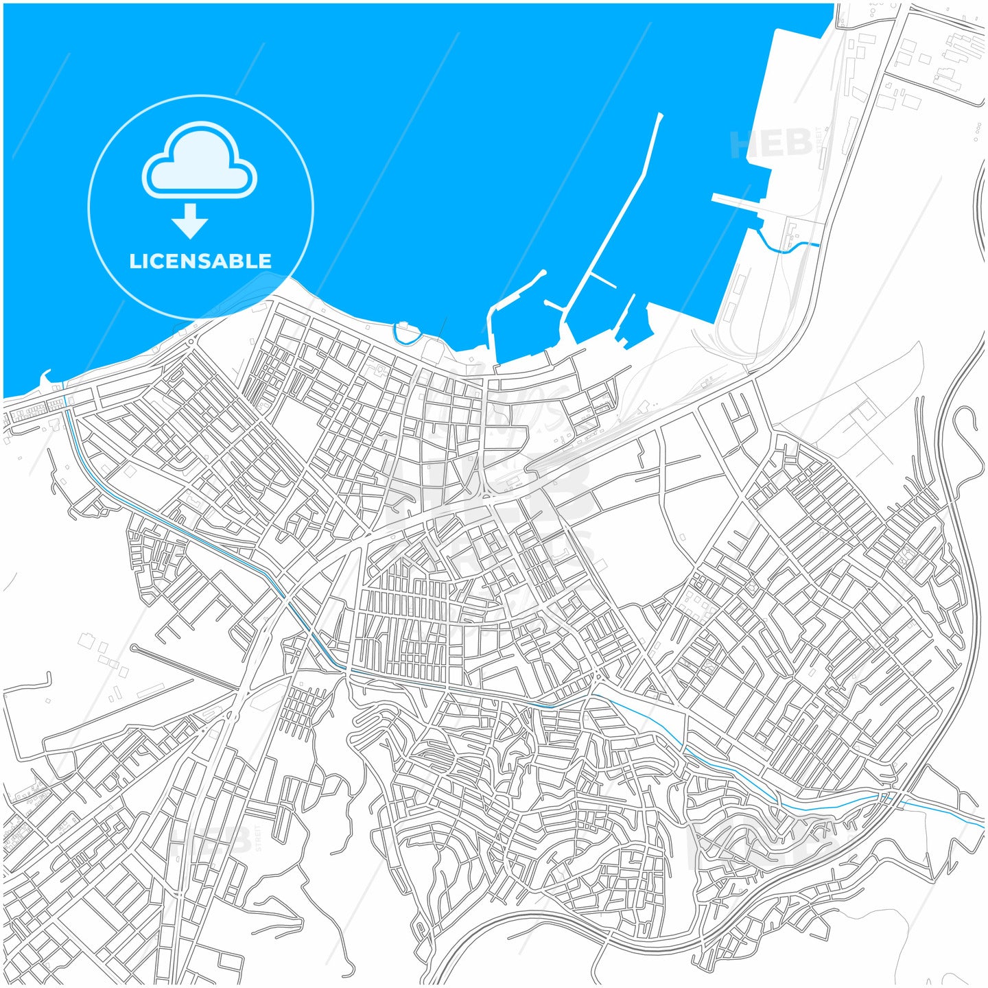 İskenderun, Hatay, Turkey, city map with high quality roads.