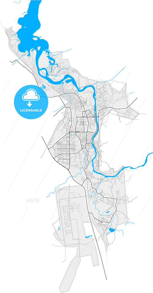 Iskitim, Novosibirsk Oblast, Russia, high quality vector map