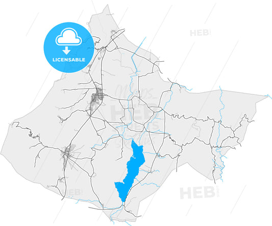 İslahiye, Gaziantep, Turkey, high quality vector map