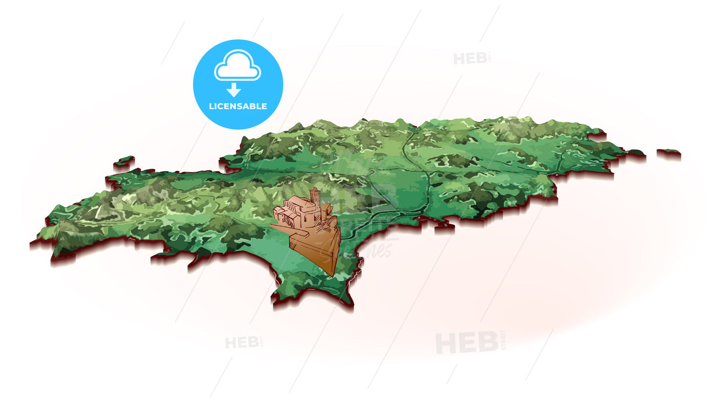 Island Map of Ibiza with drawing