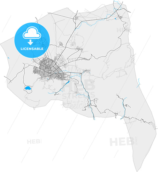 Isparta, Isparta, Turkey, high quality vector map