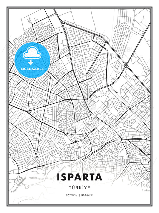 Isparta, Turkey, Modern Print Template in Various Formats - HEBSTREITS Sketches