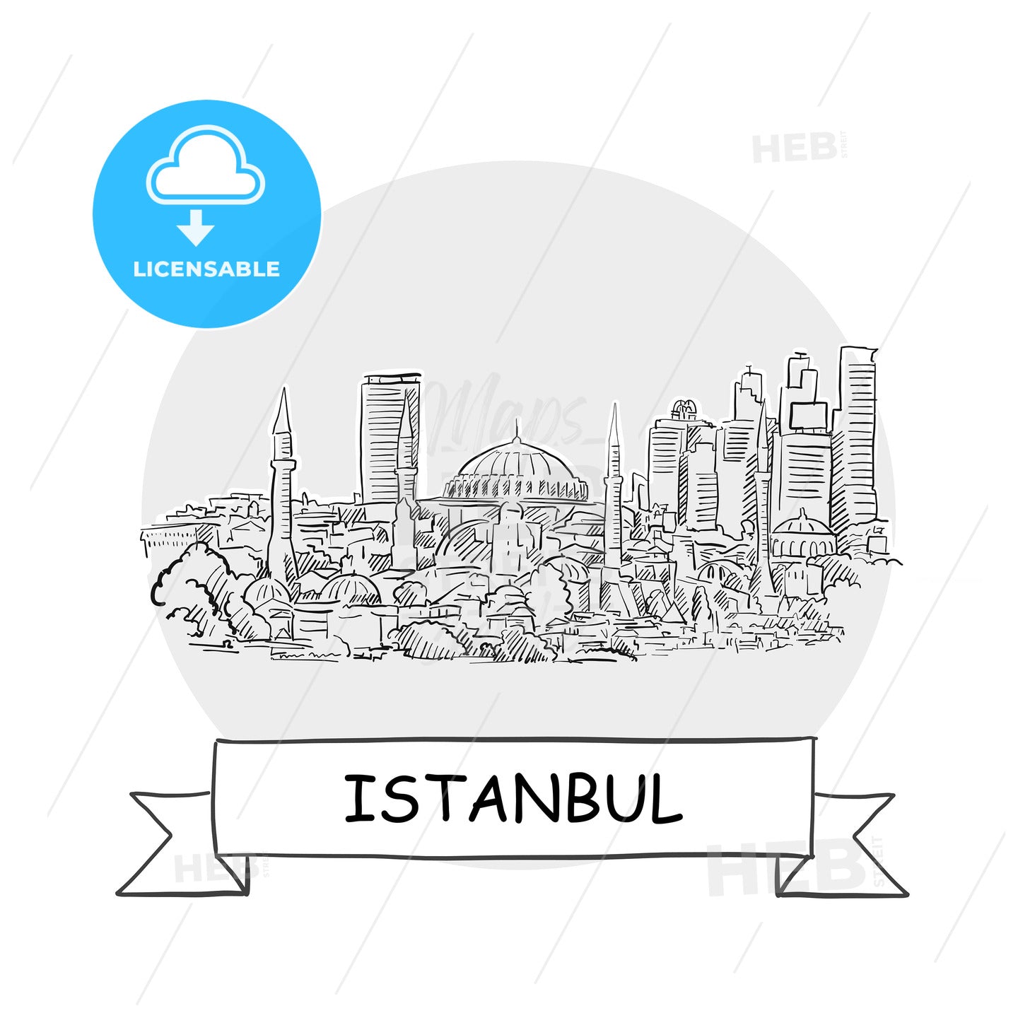 Istanbul Cityscape Vector Sign – instant download