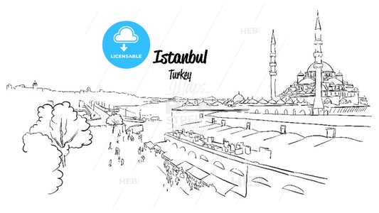 Istanbul Historic Market Skyline Panorama, – instant download