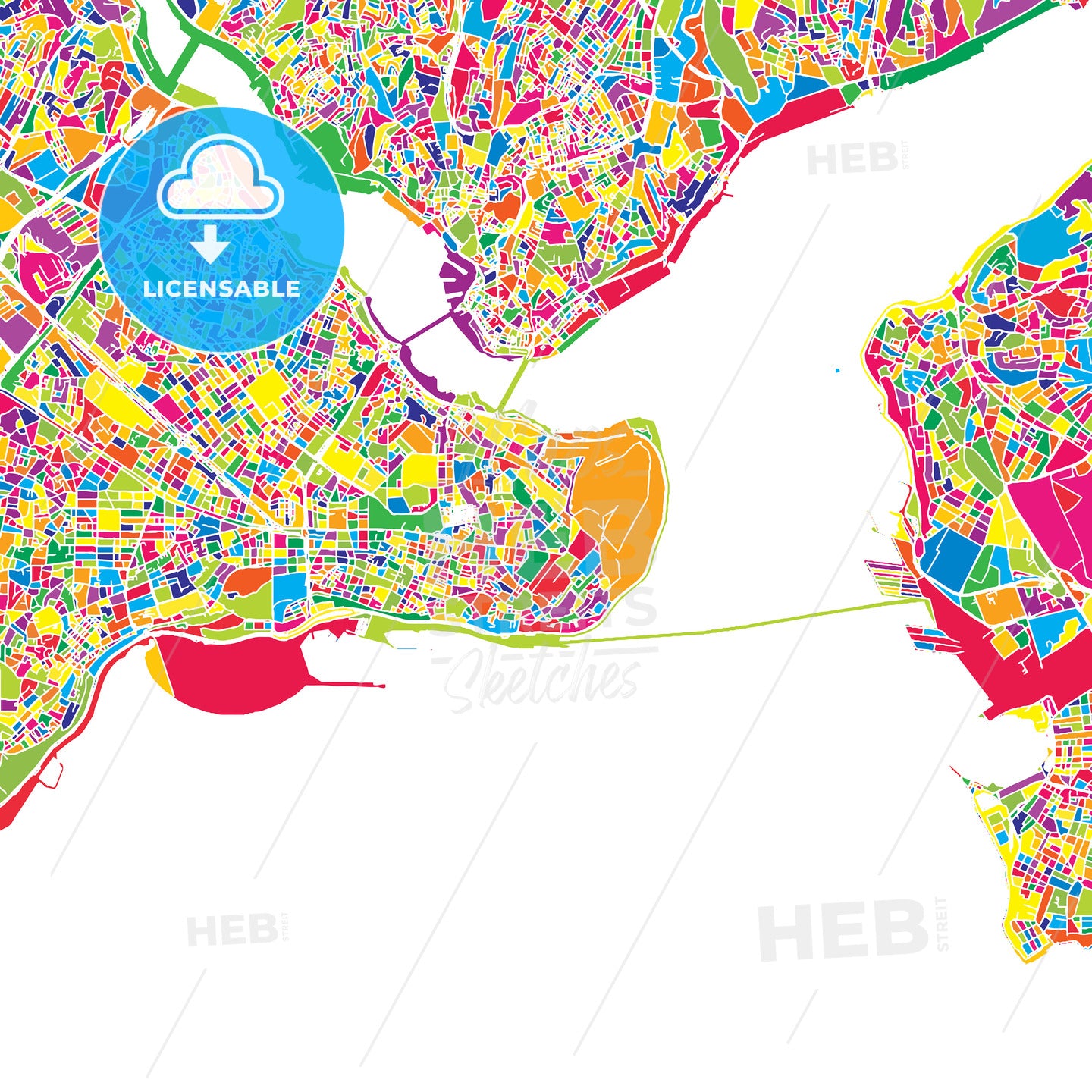 Istanbul, Turkey, colorful vector map