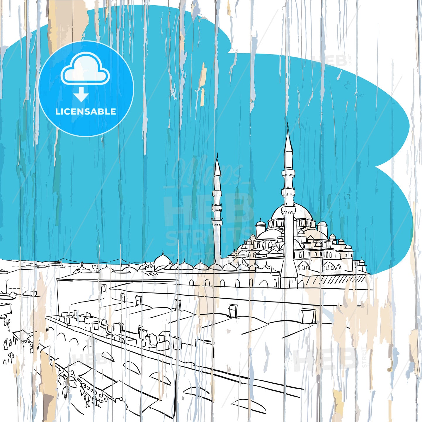 Istanbul drawing on wood – instant download