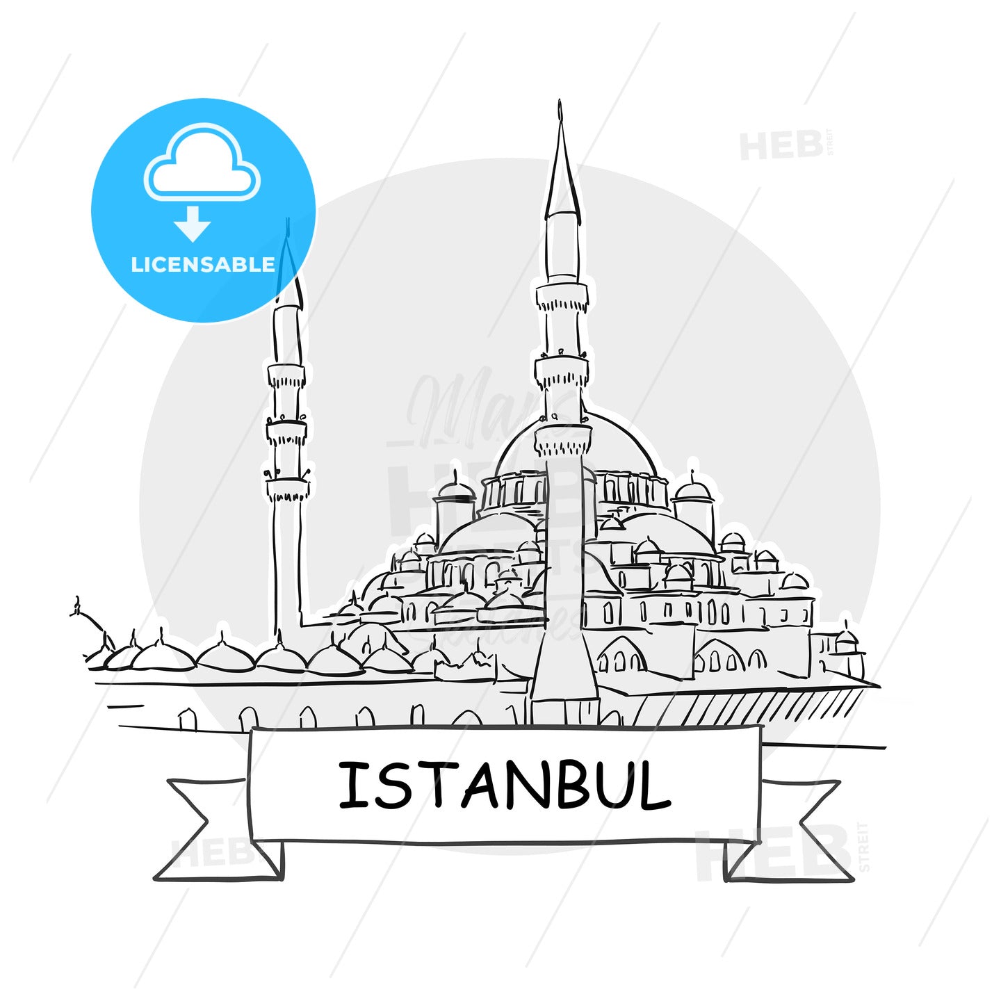 Istanbul hand-drawn urban vector sign – instant download