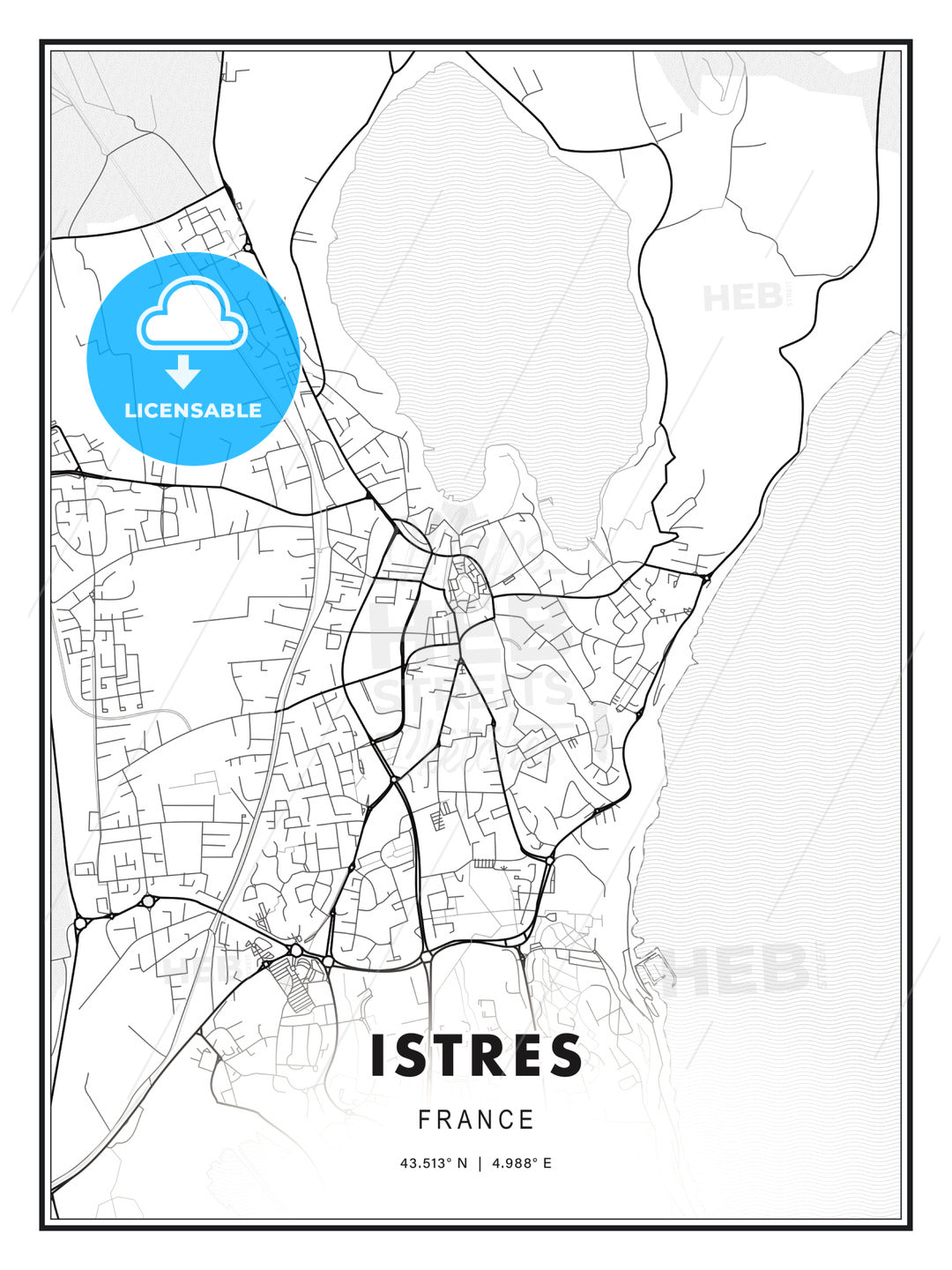 Istres, France, Modern Print Template in Various Formats - HEBSTREITS Sketches