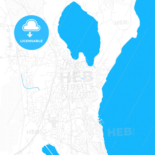 Istres, France PDF vector map with water in focus