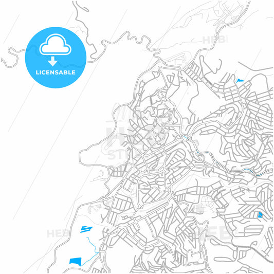 Itabira, Brazil, city map with high quality roads.