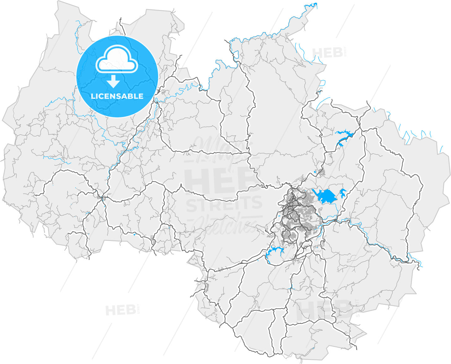 Itabira, Brazil, high quality vector map