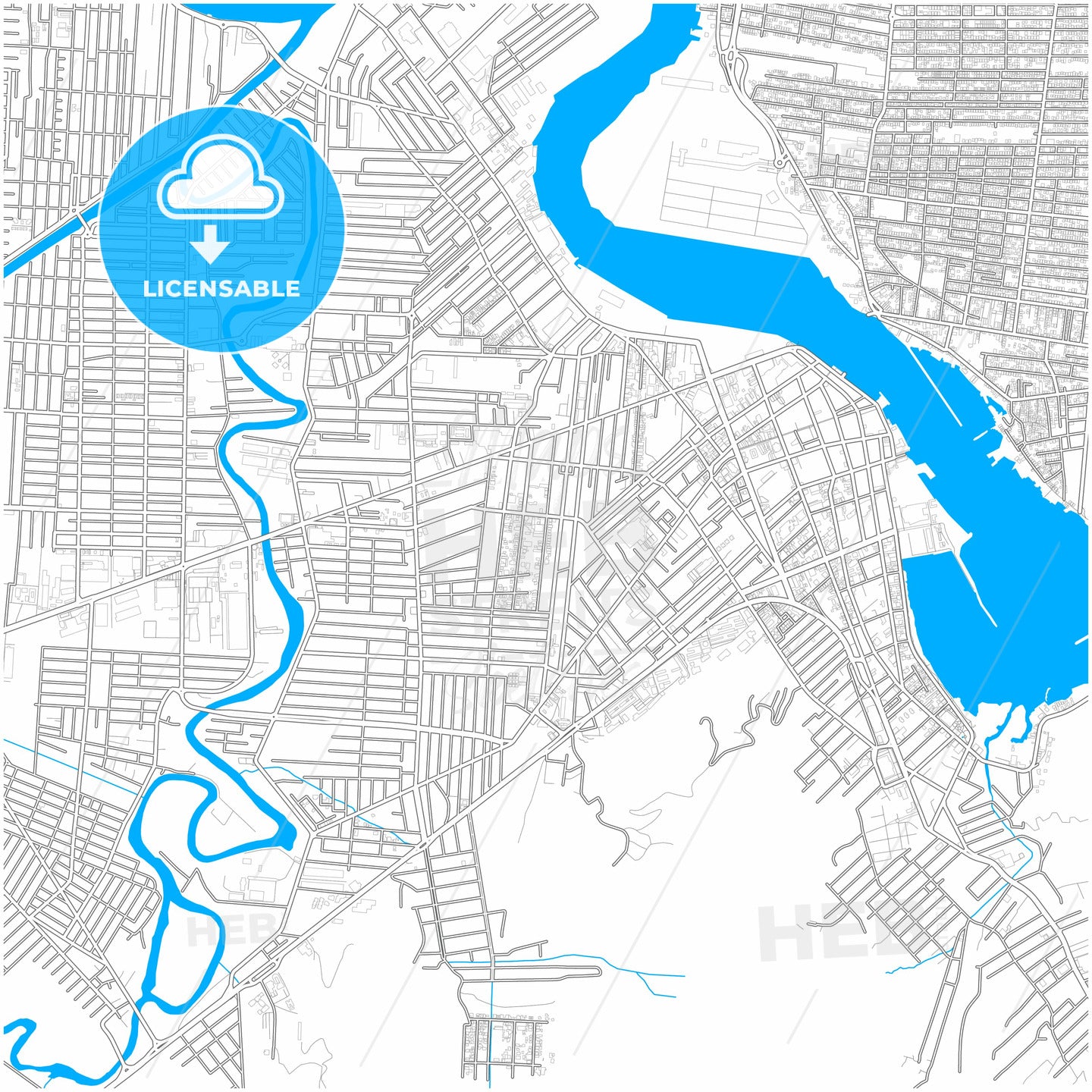 Itajai, Brazil, city map with high quality roads.