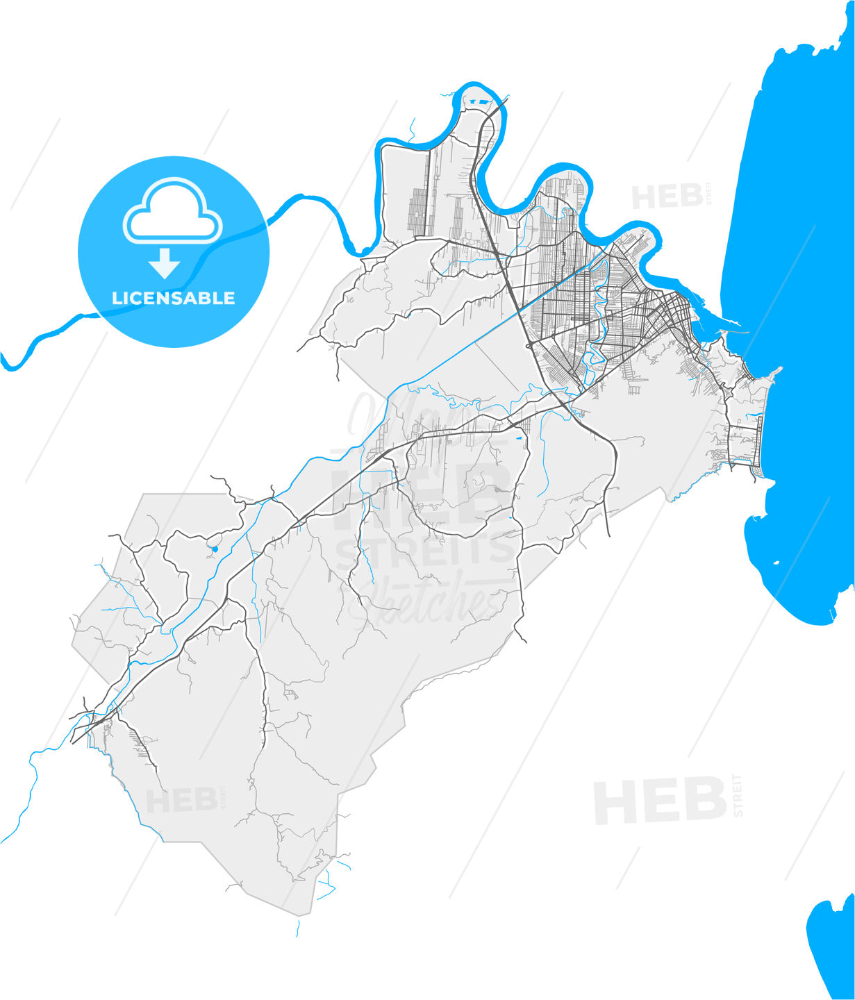 Itajai, Brazil, high quality vector map