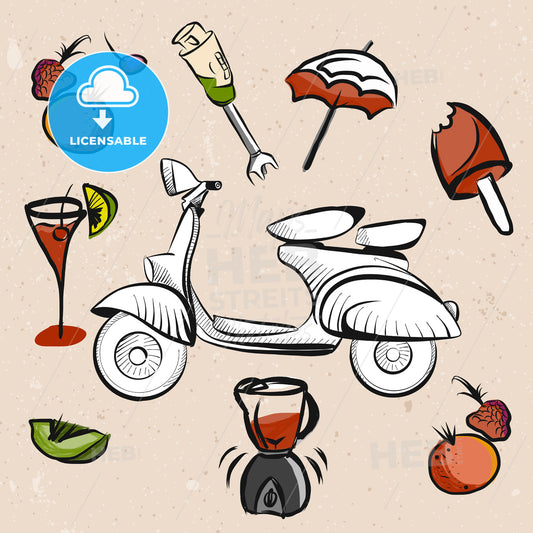 Italian Scooter, Fruits and Smoothie Signs – instant download