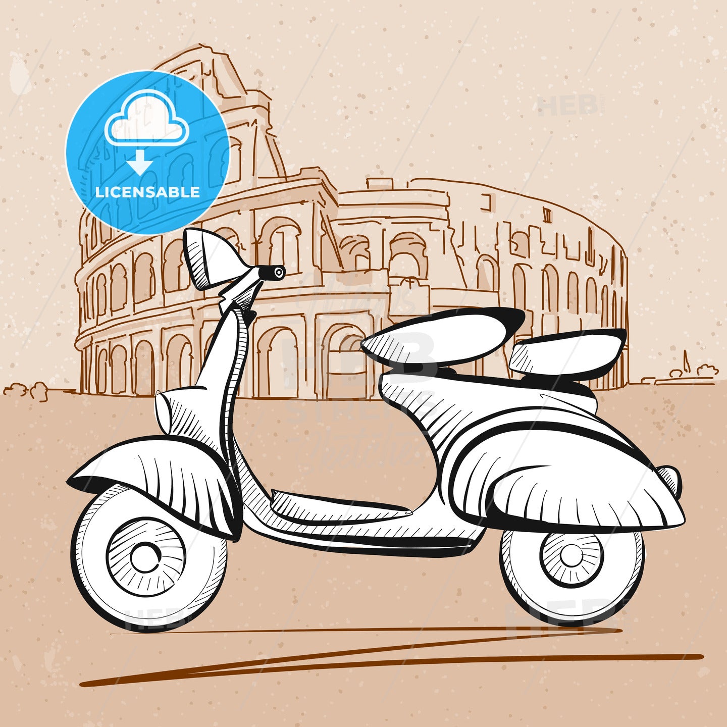 Italian Scooter in Front of Colosseum in Rome – instant download