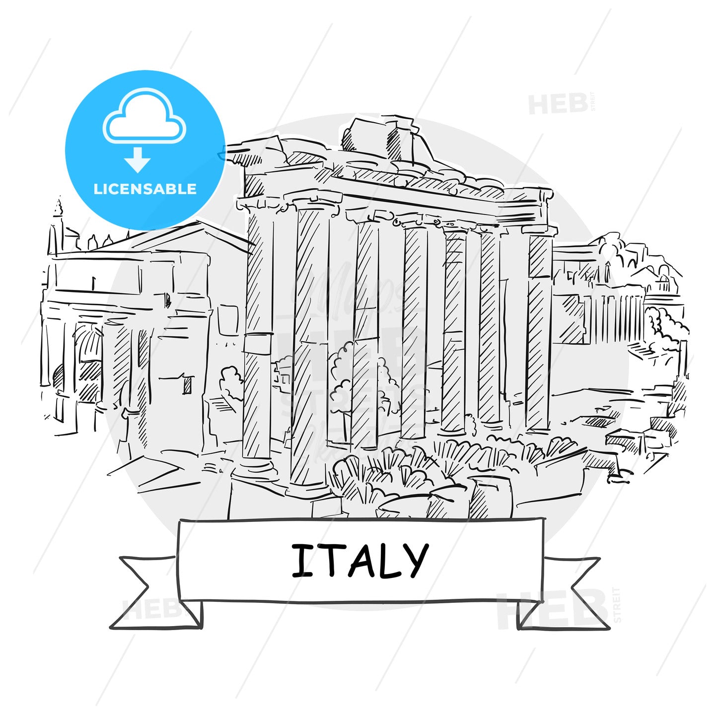 Italy hand-drawn urban vector sign – instant download