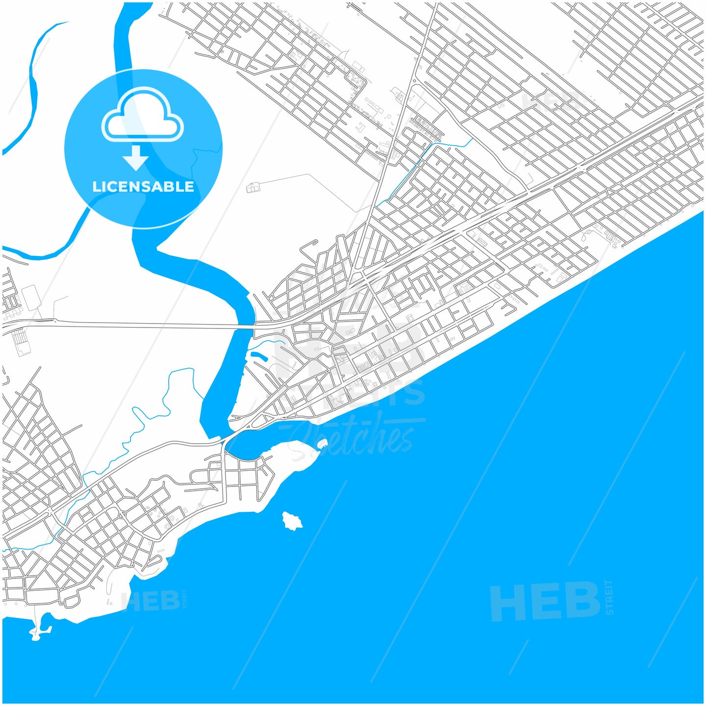 Itanhaem, Brazil, city map with high quality roads.