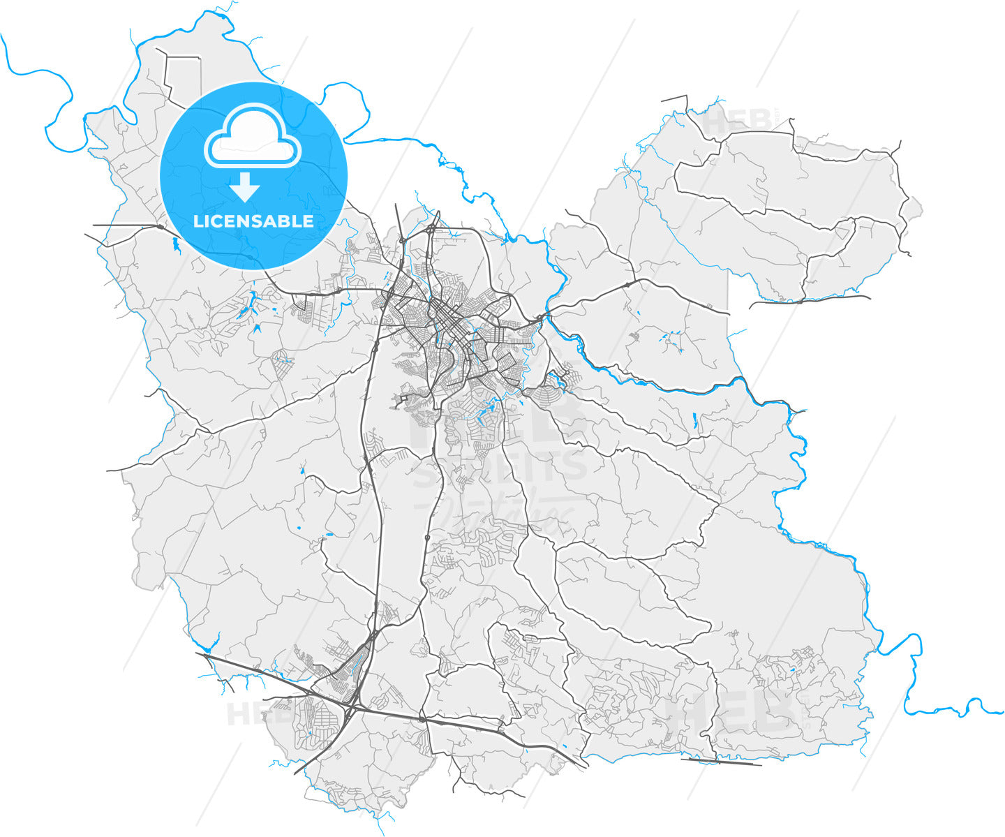 Itu, Brazil, high quality vector map