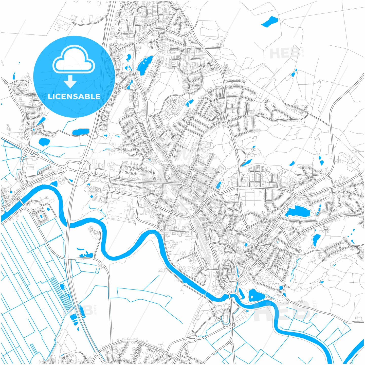 Itzehoe, Schleswig-Holstein, Germany, city map with high quality roads.