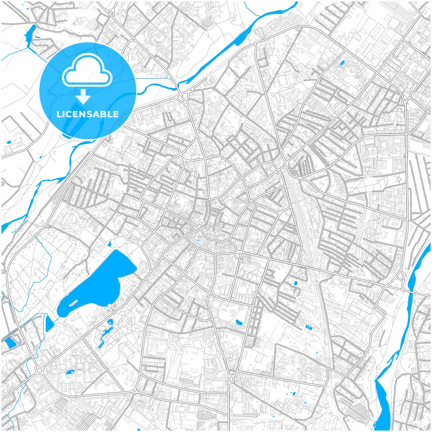 Ivano-Frankivsk, Ivano-Frankivsk Oblast, Ukraine, city map with high quality roads.