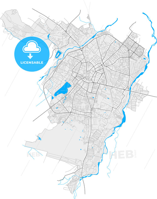 Ivano-Frankivsk, Ivano-Frankivsk Oblast, Ukraine, high quality vector map