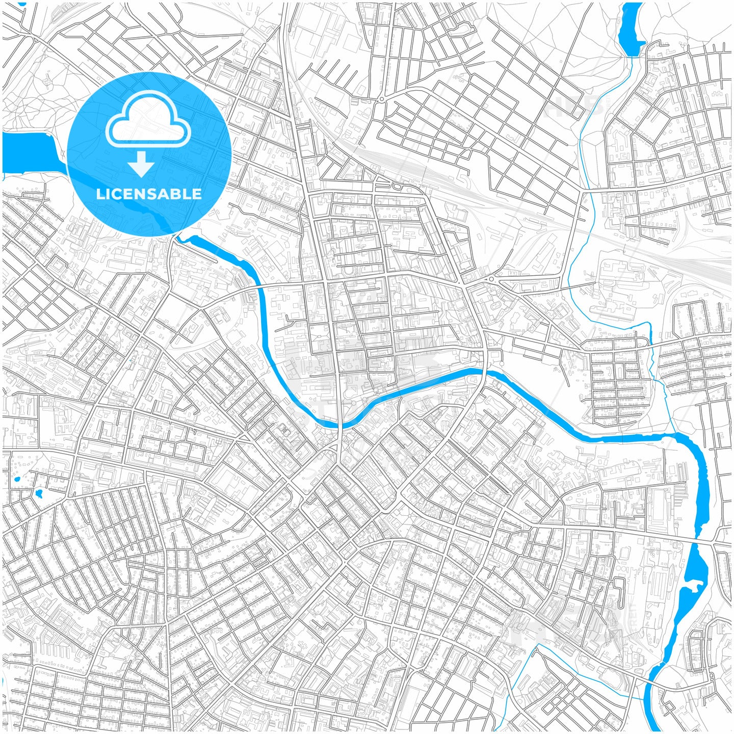 Ivanovo, Ivanovo Oblast, Russia, city map with high quality roads.