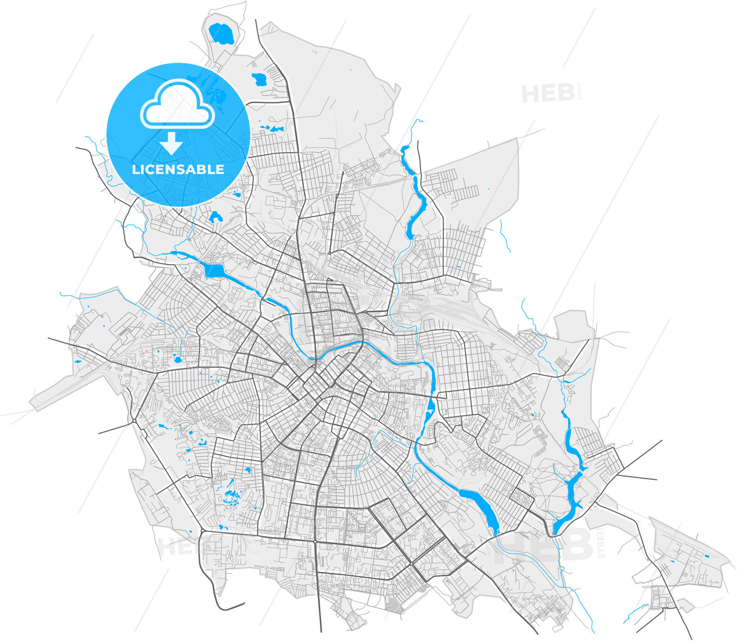 Ivanovo, Ivanovo Oblast, Russia, high quality vector map