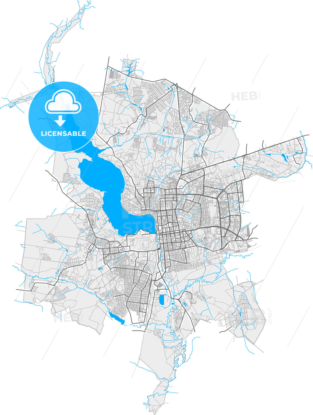 Izhevsk, Udmurt Republic, Russia, high quality vector map