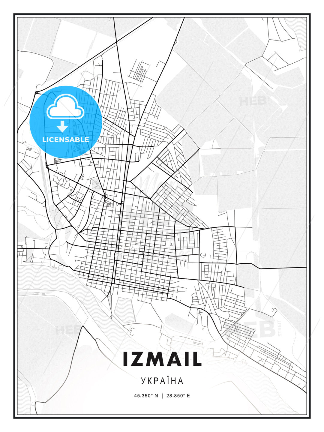 Izmail, Ukraine, Modern Print Template in Various Formats - HEBSTREITS Sketches