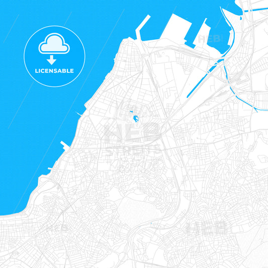 İzmir, Turkey PDF vector map with water in focus