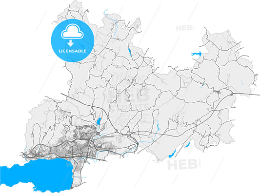 İzmit, Kocaeli, Turkey, high quality vector map