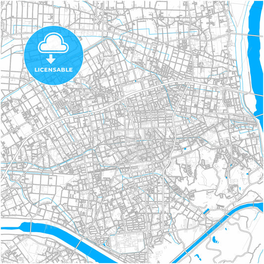 Izumo, Shimane, Japan, city map with high quality roads.